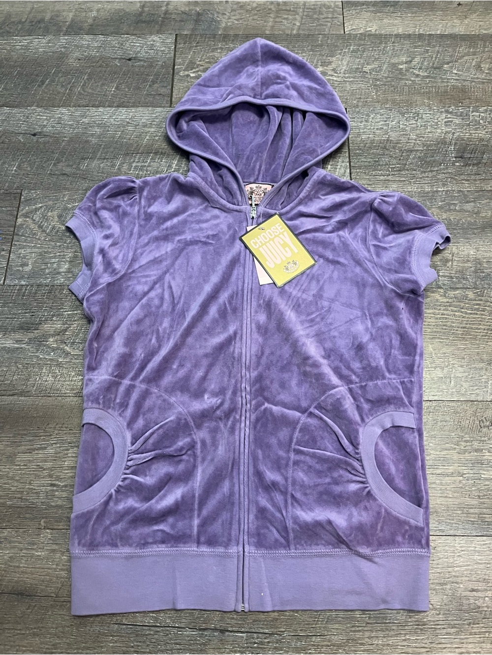 Juicy Couture Lavender Velour Hooded Zip Sleeveless Hoodie